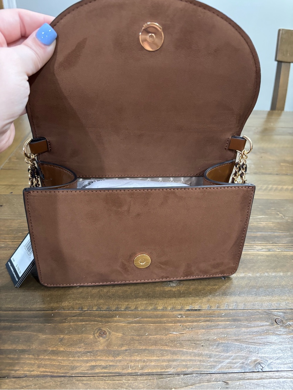Karl Lagerfeld Brown Shoulder Bag with Charm Detail - Picture 8 of 12